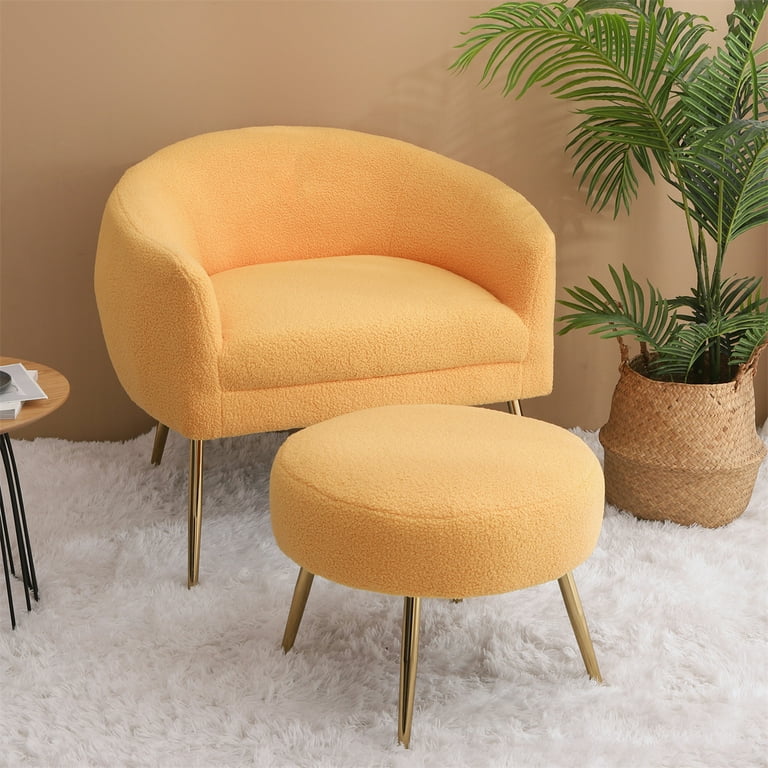 Mustard yellow discount chair and ottoman