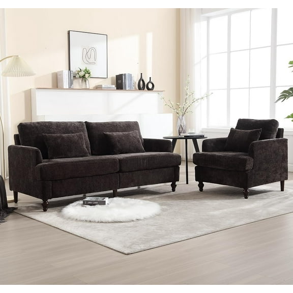 Modern Accent Chair, Single Sofa Arm Chair with Cushion Back, Mid-Century Modern Upholstered Armchair Reading Club Chair for Living Room,Bedroom,Lounge