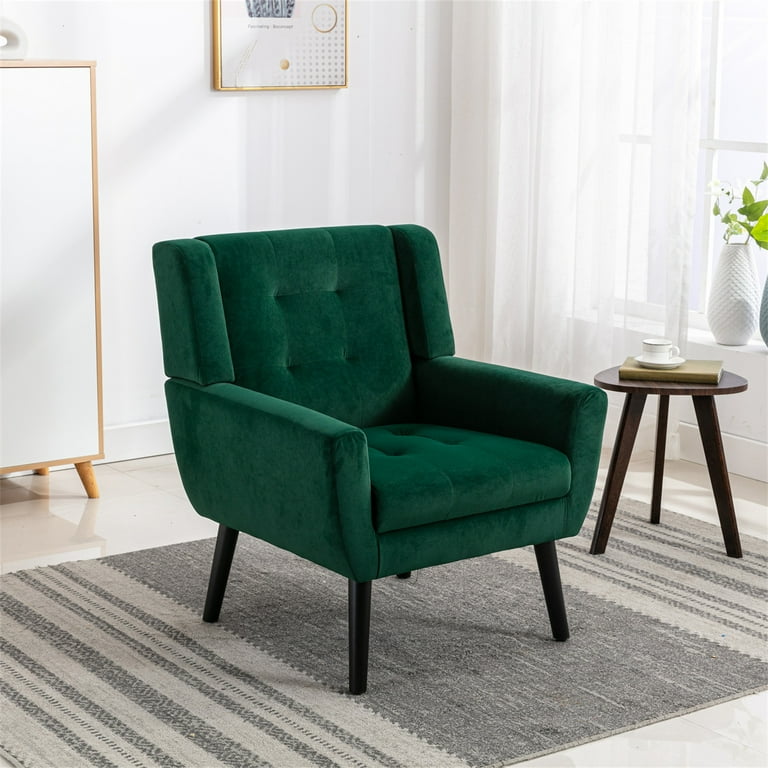 Modern Accent Chair, Soft Velvet Upholstered Ergonomics Accent