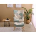thumbnail image 1 of Modern Accent Chair with Solid Wood Legs and High Wing Backrest, Side Chair Set with Ottoman, Comfy Side Armchair for Living Room, Reading Room, Bedroom, Blue Patchwork, 1 of 8