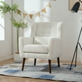 thumbnail image 1 of Modern Accent Chair,Teddy Fabric Living Room Chairs Comfy Reading Chair,Mid Century Accent Chair, Lounge Arm Chairs Armchair for Living Room Bedroom (White), 1 of 7