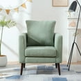 thumbnail image 1 of Modern Accent Chair, Upholstered Armchair for Living Room ,Mid Century Fabric Lounge Chair w/ Pillow, Comfortable Reading Chair with Wood Legs for Living Room, Bedroom,Reception Room (Light Green), 1 of 5