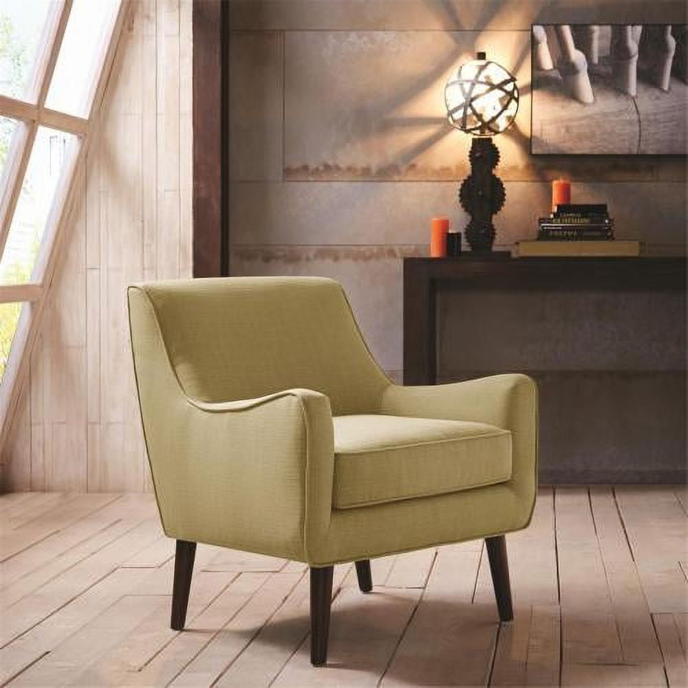 Mid-Century Modern Green Upholstered Accent Chair with Wood Legs