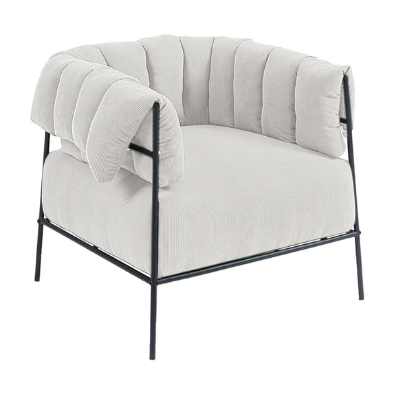 Modern Accent Chair, Upholstered Corduroy Living Room Chair, Soft Leisure Chair for Bedroom, Comfy Reading Armchair, Beige