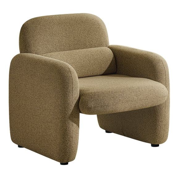 Modern Accent Chair, Upholstered Round Armchair with a Waist Pillow,Chenille Fabric Leisure Single Sofa Chair for Bedroom, Office and Living Room,Khaki
