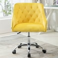 thumbnail image 1 of Modern Accent Chair, Velvet Fabric Vanity Chair, Upholstered Swivel Chair with Soft Back, Home Office Chair, Height Adjustable Side Sofa Chair for Bedroom Living Room, Yellow, D2933, 1 of 10