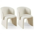 thumbnail image 1 of Modern Accent Chair White Single Sofa Chair,Upholstered Side Chair Teddy Comfy Chair for Dining room/Bedroom/Living Room/Reception-OFF White-2PC, 1 of 10