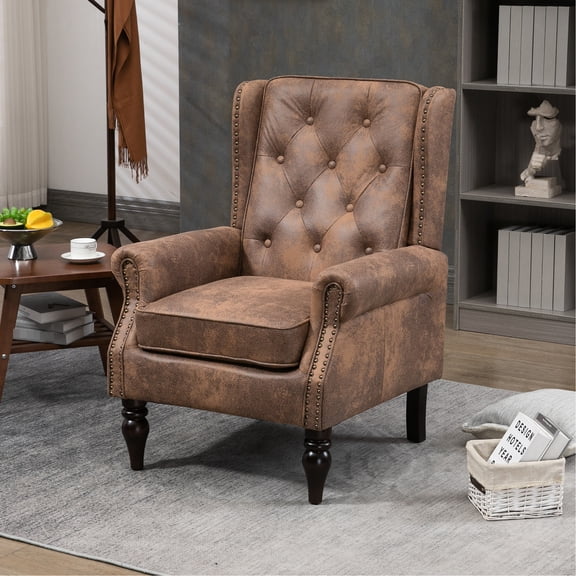 Modern Accent Chair, Wood Frame, Pu Leather Upholstery, Foam Seat Cushion, Living Room Seating, 250lb Capacity, Coffee Seat, Bedroom