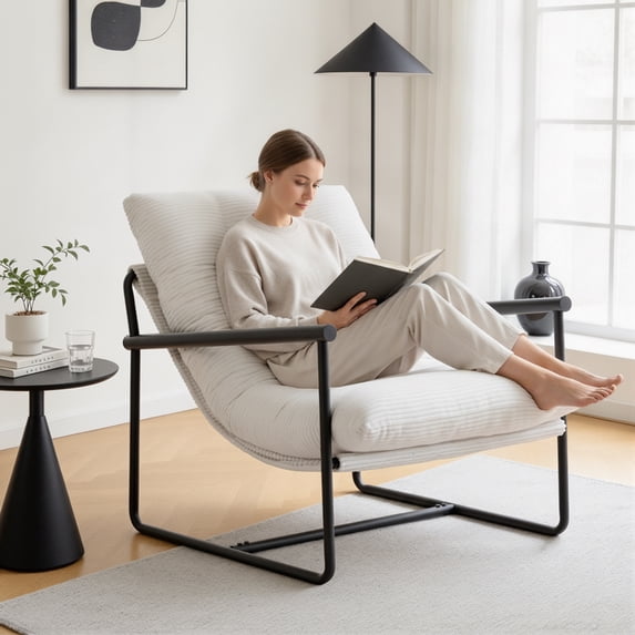 Modern Accent Chair for Living Room,Arm Chair with Metal Frame,Upholstered Armchair with Soft Cushion for Bedroom Lounge Reading Room