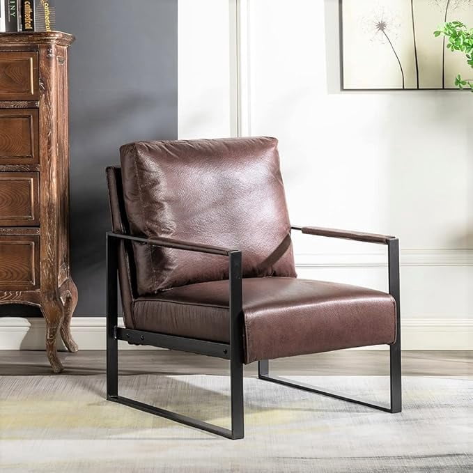 Modern Accent Chair with Durable Square Metal Frame