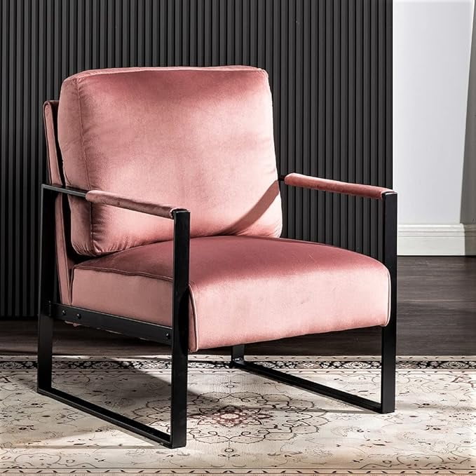 Modern Accent Chair with Durable Square Metal Frame