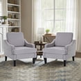 thumbnail image 1 of Modern Accent Chairs Set of 2 Upholstered Reading Chair for Bedroom with Side Pockets Comfy Living Room Chairs Living Room Armchair for Office, Apartment (Grey Towel), 1 of 7
