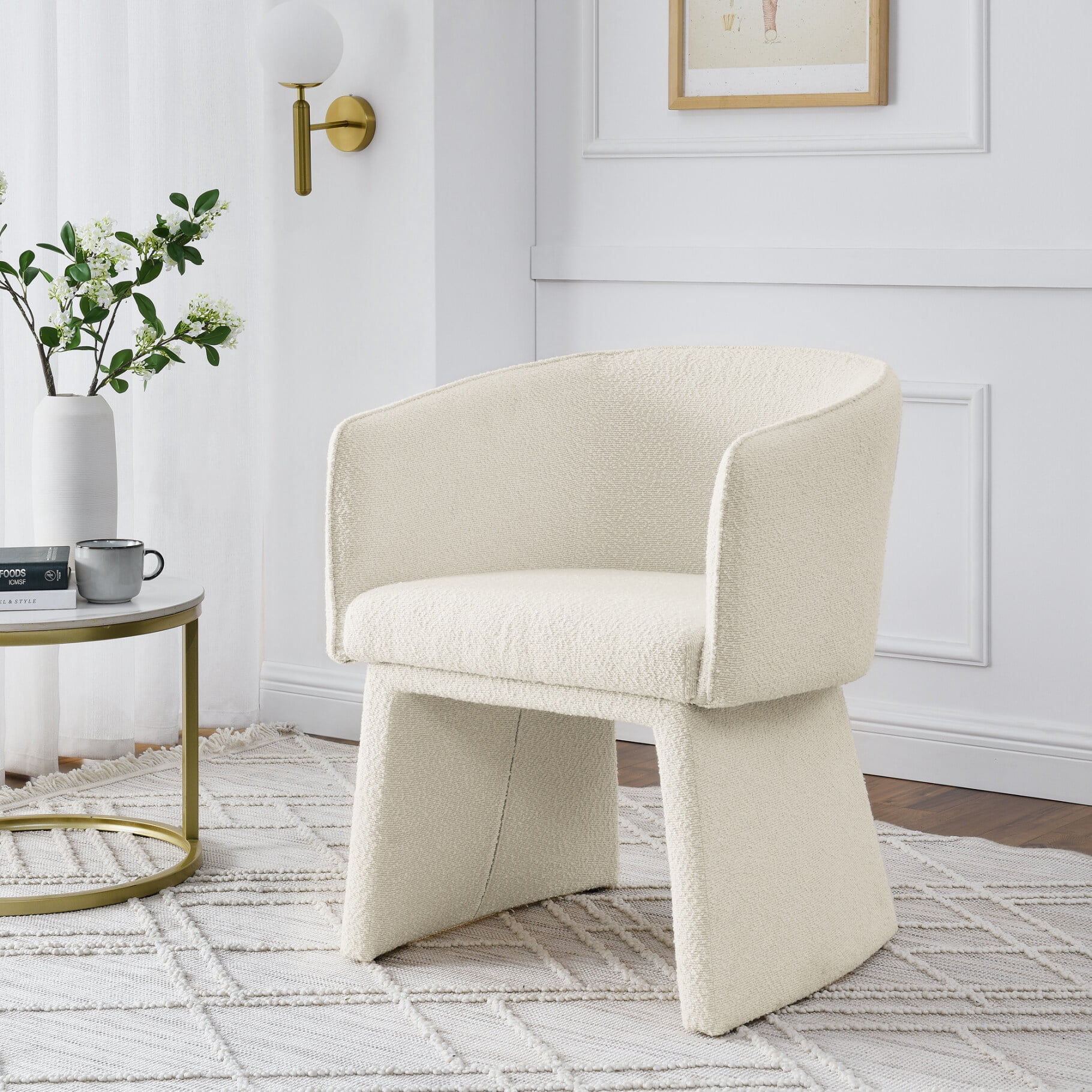 Modern Accent Chairs, Simple Upholstered Occasional Chair with Armrest, Teddy Fabric Side ...