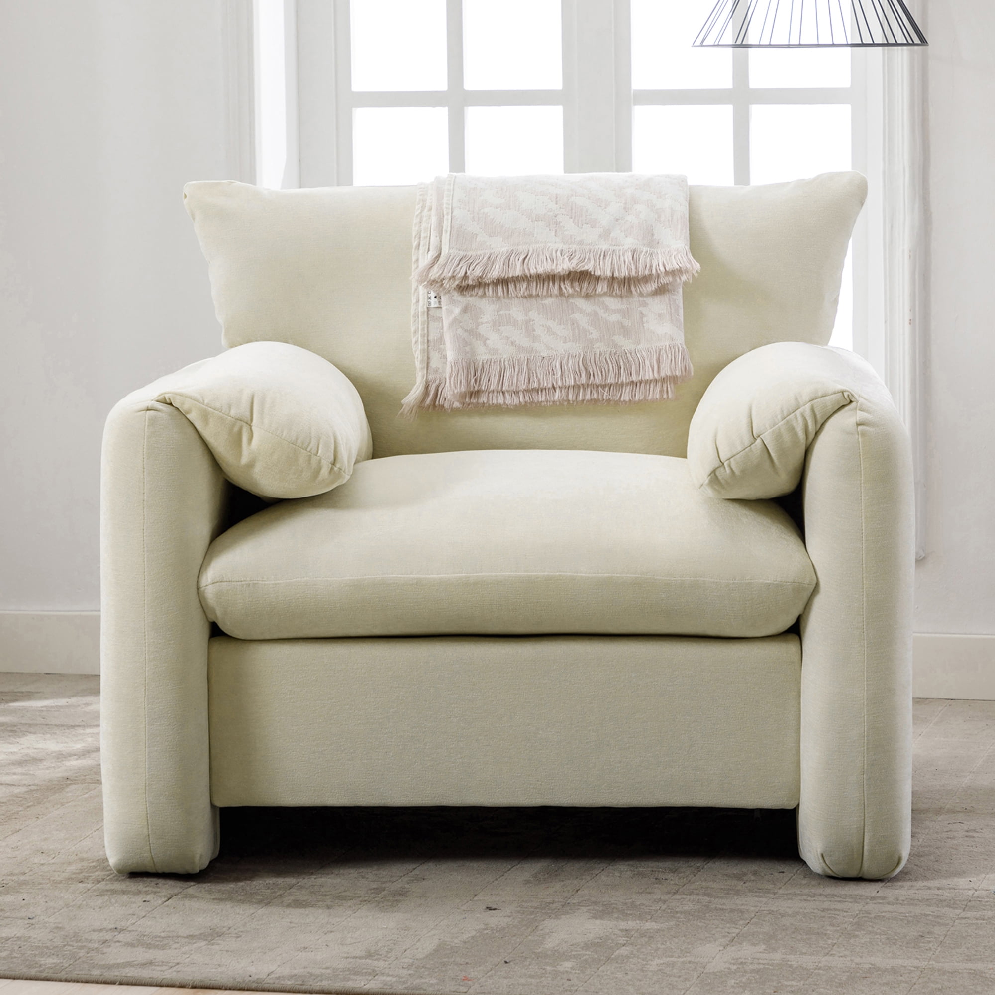 Modern Accent Fabric Chair Single Sofa, Comfy Upholstered Arm Chair ...