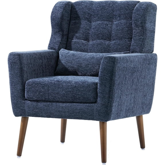 Modern Accent Living Room Chairs Comfy Chenille Fabric Upholstered Foam Filled Mid Century Arm Chairs for Living Room, Reading Room, Bedroom,Dark Blue