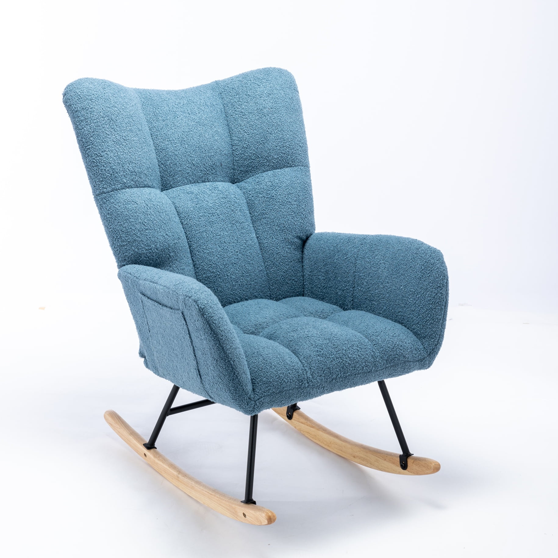 Modern Accent Rocker Chair for Nursery, Soft Teddy Velvet Fabric