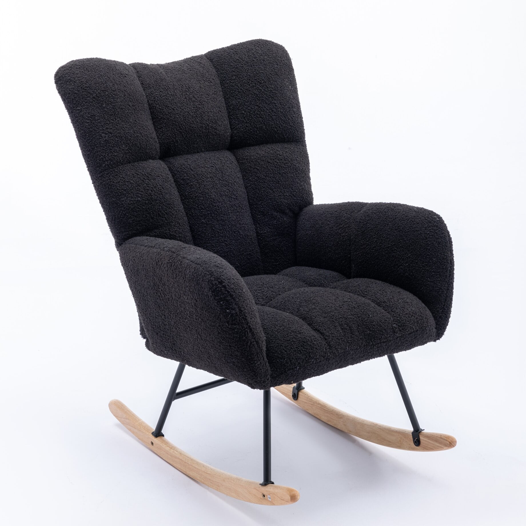 Modern Accent Rocker Chair for Nursery, Soft Teddy Velvet Fabric
