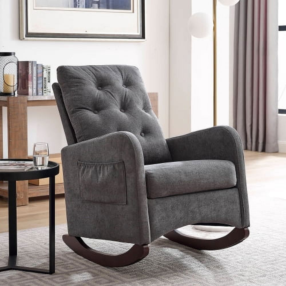 Modern Accent Rocking Chair Nursery Chair, Upholstered Nursery Rocker ...