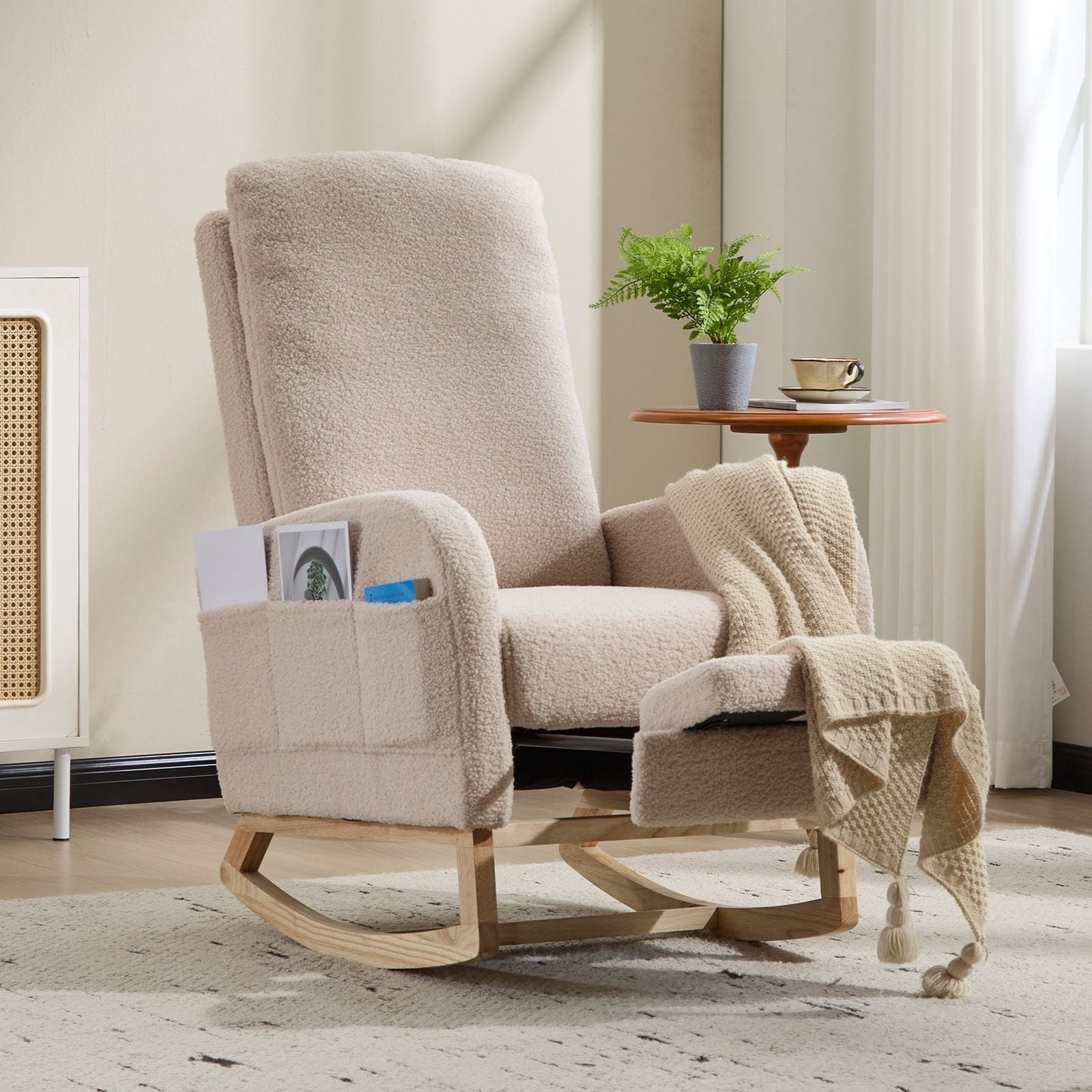 Modern Accent Rocking Chair Rocking Chair with Solid Wood Legs ...