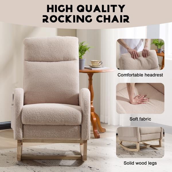 Modern Accent Rocking Chair Rocking Chair with Solid Wood Legs ...