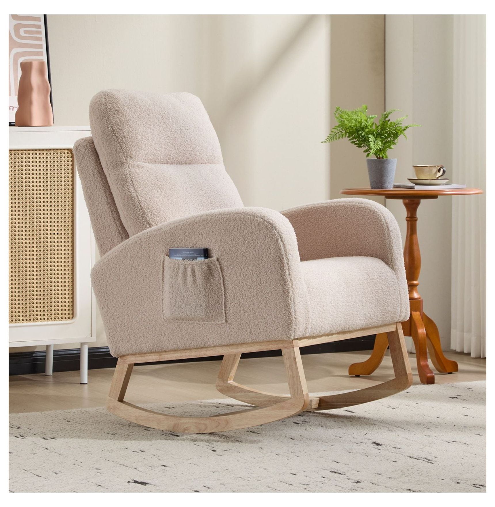 Modern Accent Rocking Chair Rocking Chair with Solid Wood Legs ...