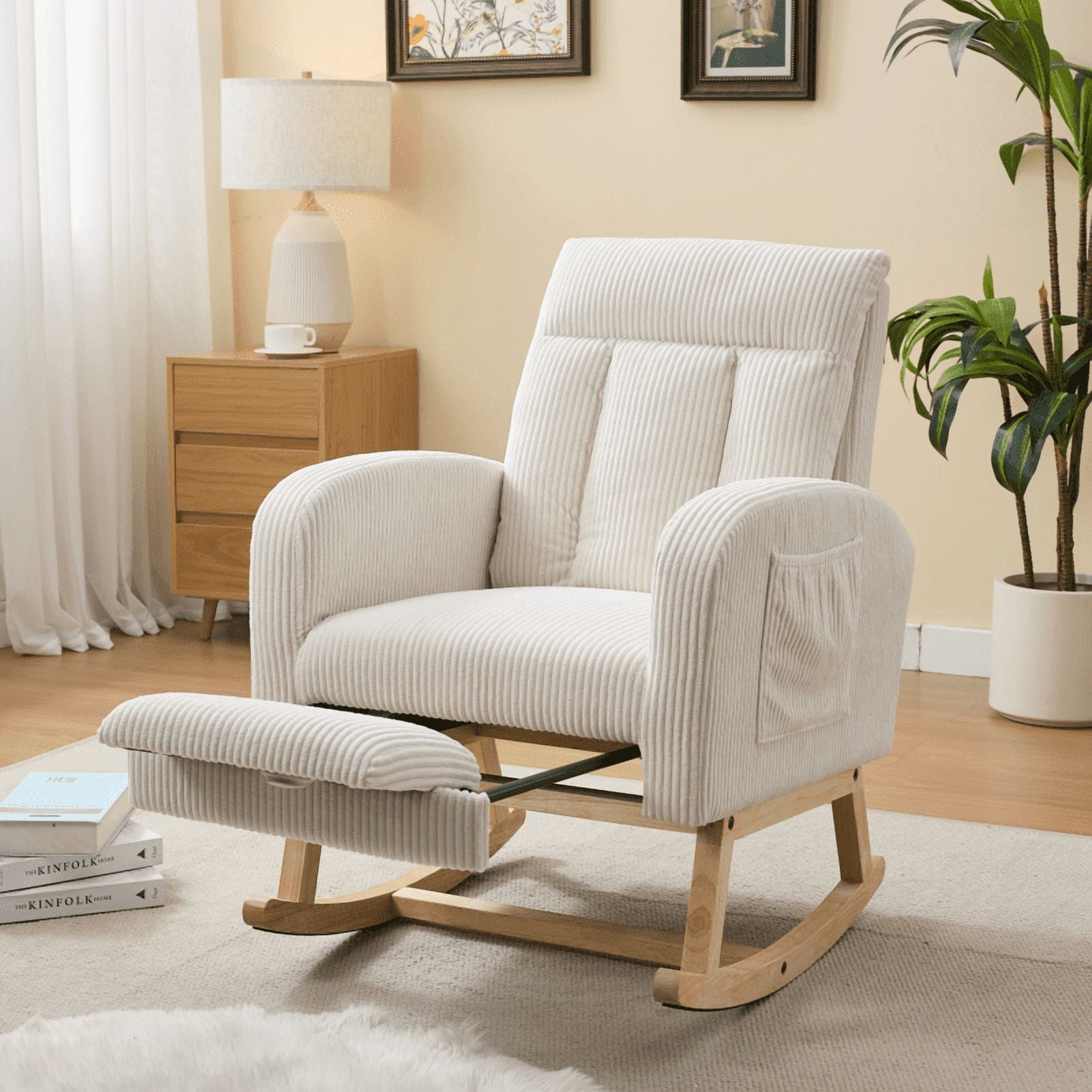 Modern Accent Rocking Chair Rocking Chair with Solid Wood Legs ...