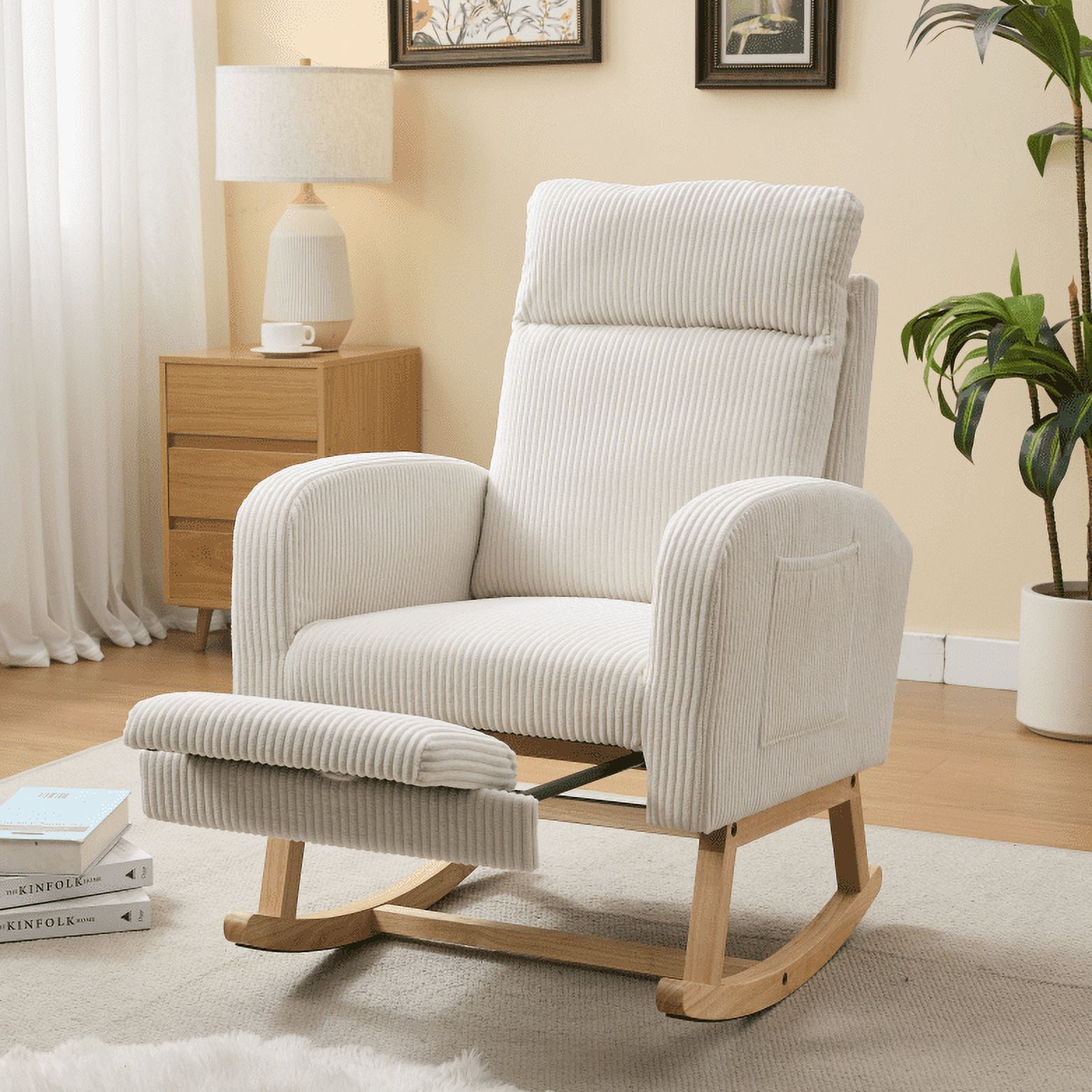 Modern Accent Rocking Chair Rocking Chair with Solid Wood Legs ...