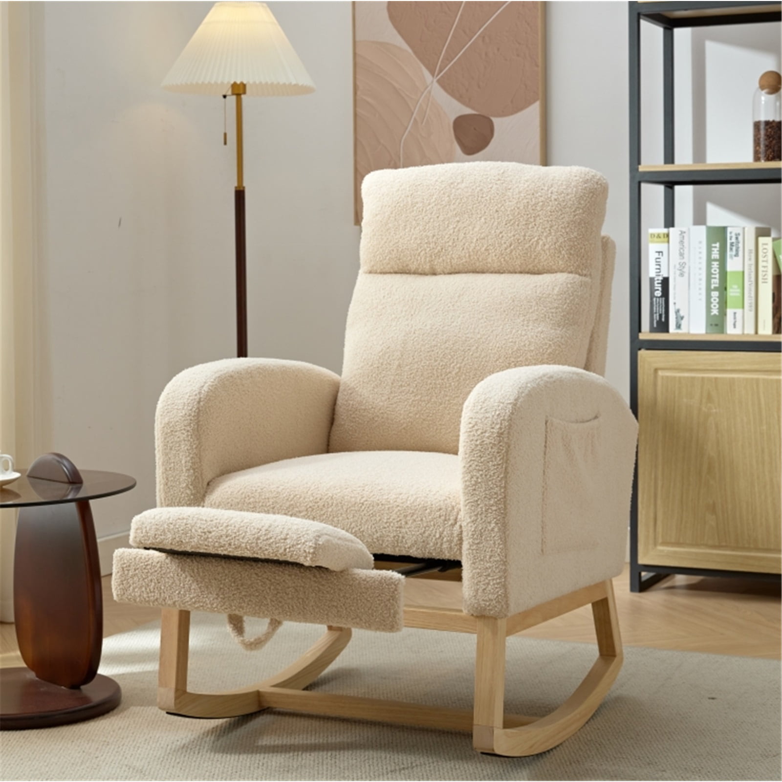 Modern Accent Rocking Chair Rocking Chair With Solid Wood Legs ...