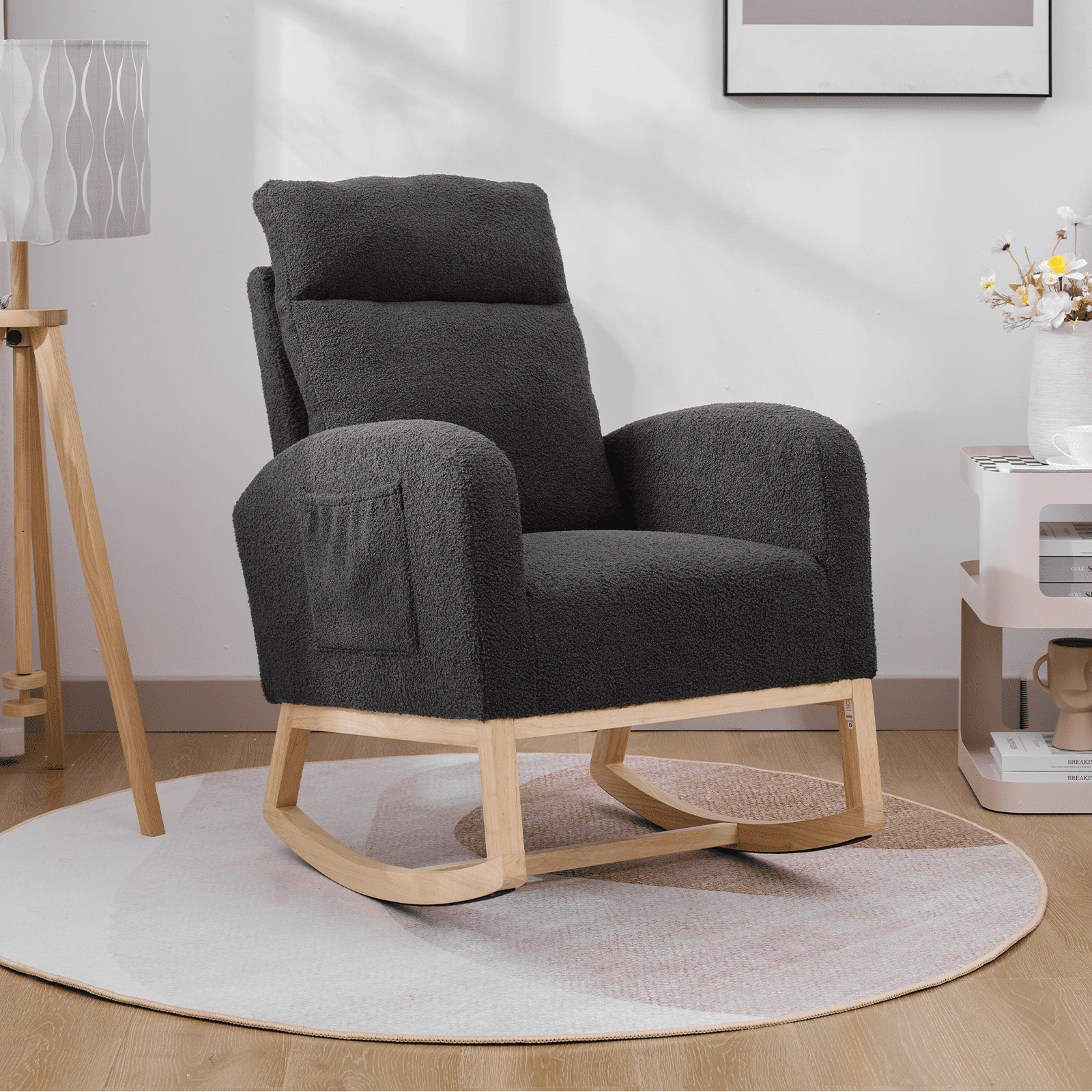 Modern Accent Rocking Chair Rocking Chair with Solid Wood Legs ...