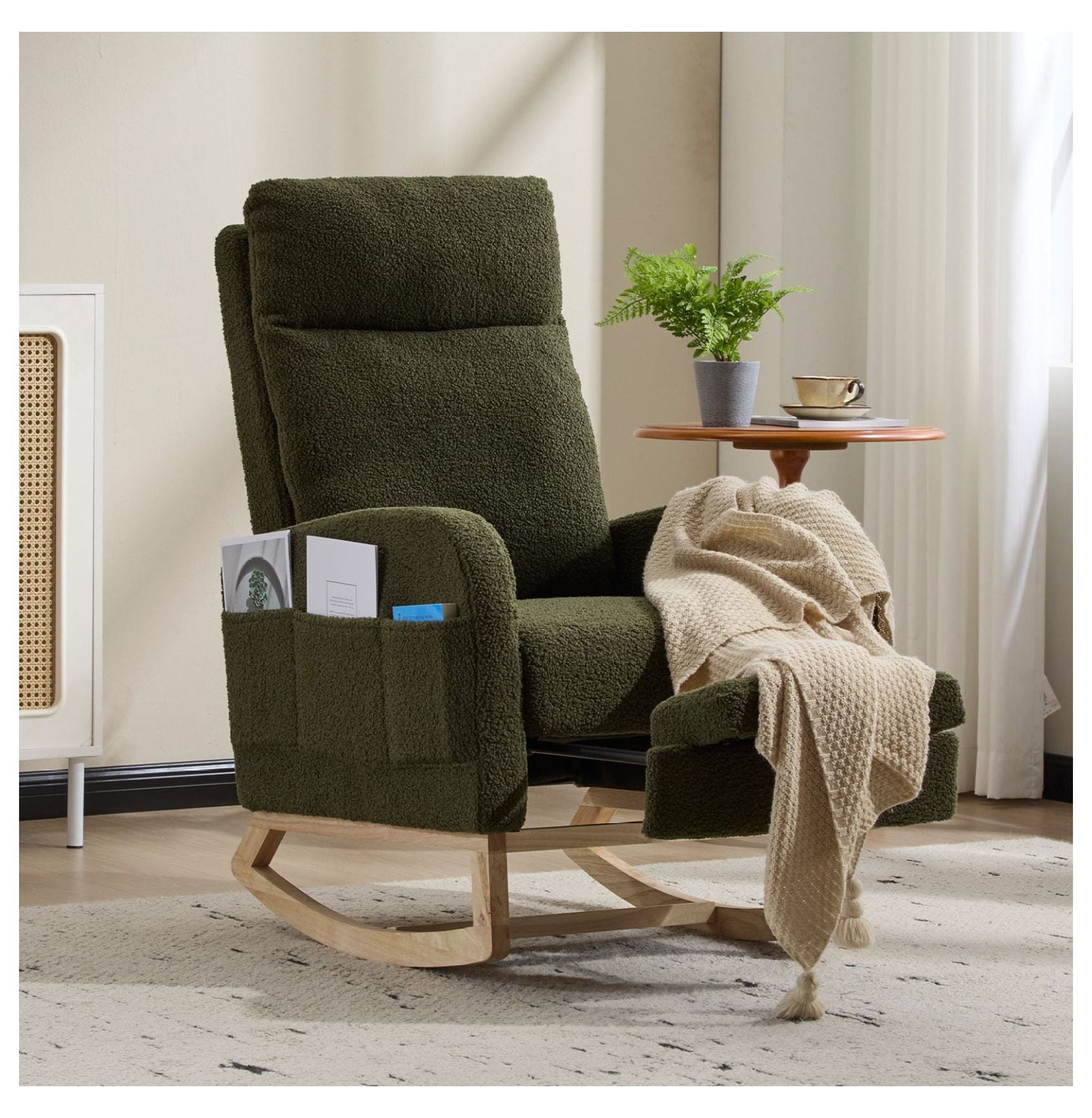 Modern Accent Rocking Chair Rocking Chair with Solid Wood Legs ...