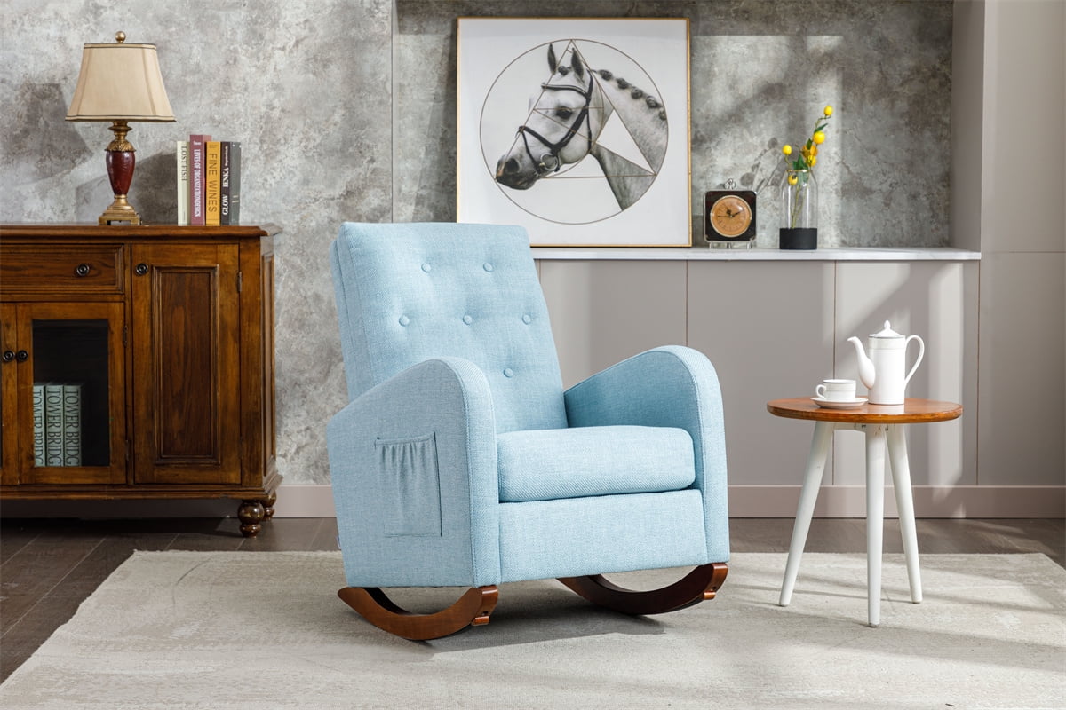 Modern Accent Rocking Chair,Upholstered Rocking Glider Rocker High Back