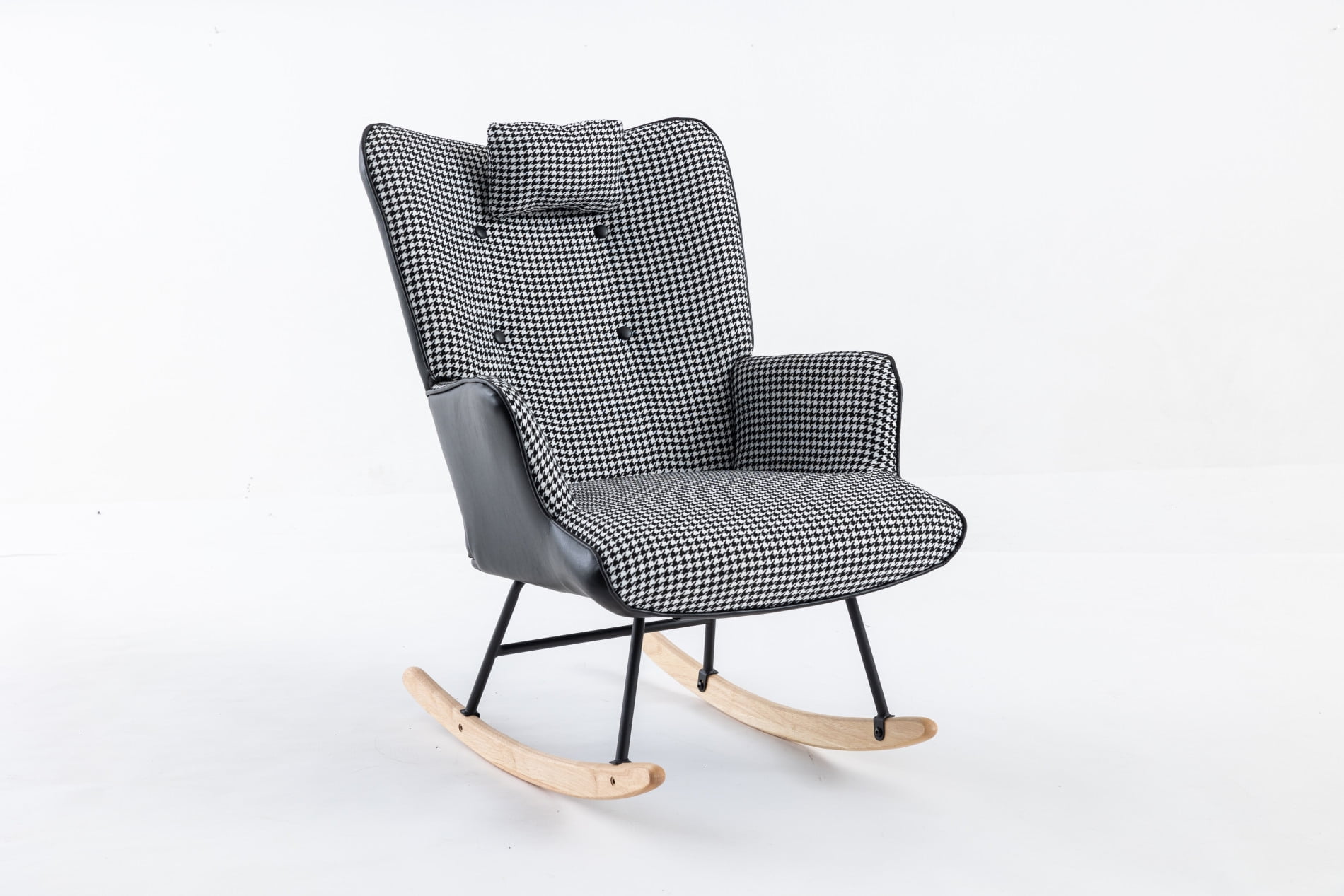Modern Accent Rocking Chair, Upholstered Glider Rocker Wingback Arm ...