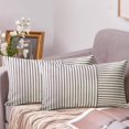 thumbnail image 1 of Modern Accent Square Throw Pillow Covers Set of 2 ，Striped Patchwork Linen Decorative Pillows Cushion Covers for Fall Decorations 12*20inch, 1 of 11
