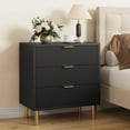thumbnail image 1 of Modern Accent Storage Cabinet with 3 Drawers, 30"H Wood Dresser with Gold Handle and Legs, Wood Chest of Drawers and Storage Organizer for Living Room, Hallway, Entryway, 1 of 4