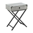 thumbnail image 1 of Modern Accent Table with Drawer, Grey Laminate and Black Metal, Side Table for Living Room Bedroom, 1 of 7