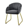 thumbnail image 1 of Contemporary Flower Petal Velvet Accent Chair, Sturdy Gold Metal Frame Small Space Armchair for Lounge Bedroom Office, Dark Gray, 1 of 5