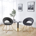 thumbnail image 1 of Modern Accent Velvet Chairs Set of 2,  Lounge Chairs with Hollow Back, Single Sofa with Gold Metal Legs for Living Room, Guest Reception Room, Restaurant, 1 of 8