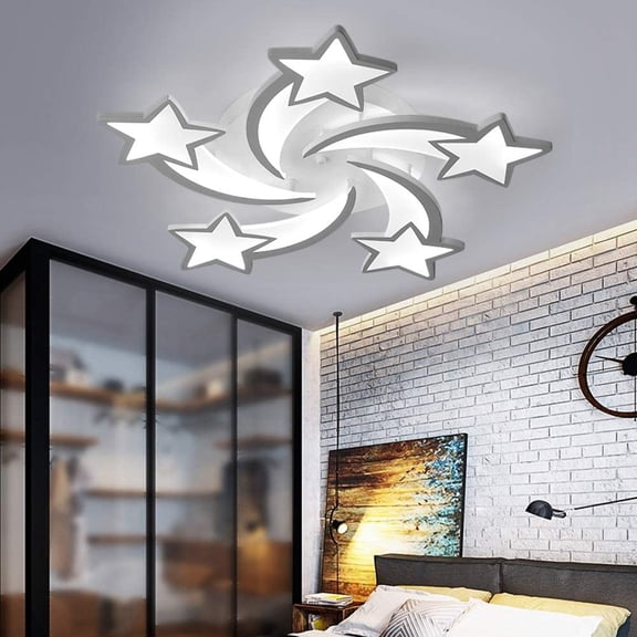 Modern Acrylic Chandelier Cool White LED Flush Mount Ceiling Light 30W Star Shape Ceiling Lamp Lighting Fixture for Bedroom Living Room Dining Room Kitchen Study Dia29in