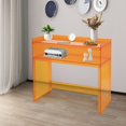 thumbnail image 1 of Modern Acrylic Desk, Small Entryway Table with Open Shelves, Orange Entry Table, 1 of 14