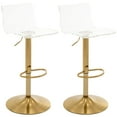 thumbnail image 1 of Modern Acrylic Swivel Bar Stools Set of 2, Adjustable Counter Height Stools with Mid Backrest, Transparent Bar Stools for Kitchen Island (Gold, Set of 2), 1 of 9
