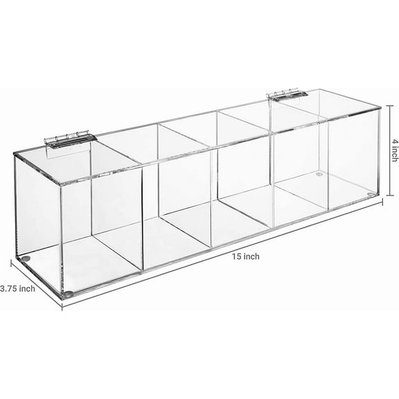 Modern Clear Premium Acrylic Tea Bag Organizer Box with 5 Compartments and Hinged Lid for Kitchen Countertop Storage