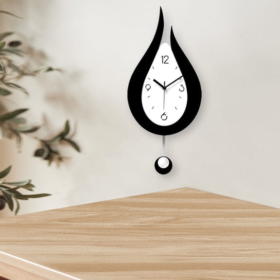 Modern Acrylic Teardrop Wall Clock with Silent Pendulum for Living Room