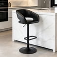 thumbnail image 1 of PU Leather Swivel Bar Stools with Arms, Adjustable Counter Height Bar Stool, Modern Upholstered Kitchen Island Chair with Footrest(Black, Black Base), 1 of 10