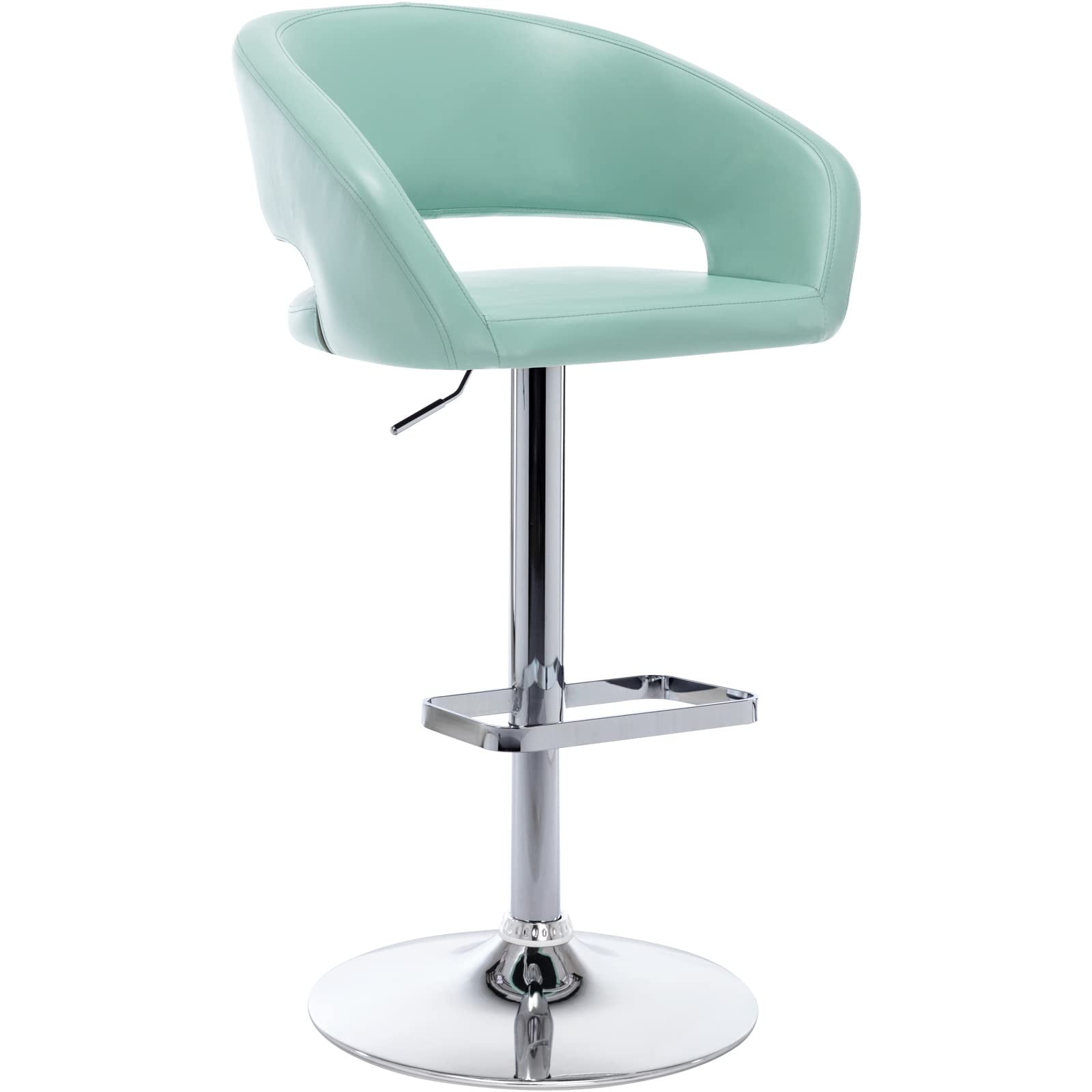 Modern Adjustable Bar Stools PU Leather Seat, 360° Swivel Open Mid