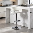thumbnail image 1 of PU Leather Bar Stools, Adjustable Height 24."-32.25, Swivel Barstools with Back & Footrest, Upholstered Bar Chairs for Kitchen Island, Dining Room, Home Bar (White, Silver Base), 1 of 10