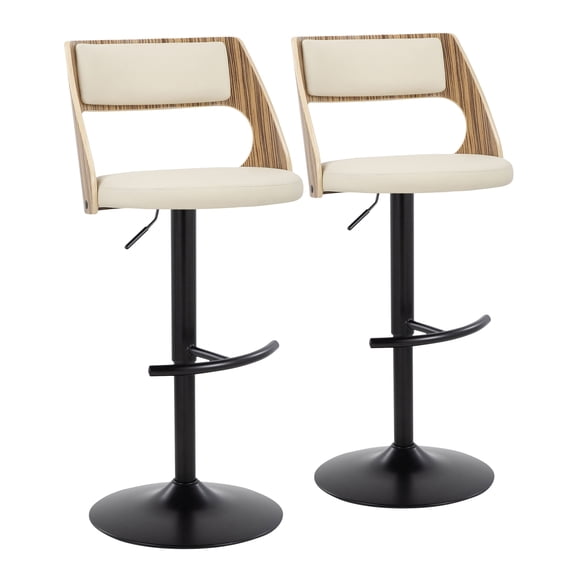 Modern Adjustable Bar Stools  2-Pack Swivel Bar Chairs with Black Metal & Cream Faux Leather  Perfect for Kitchen, Home Bar, or Game Room