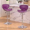 thumbnail image 1 of Modern PU Leather Bar Stools Set of 2, Adjustable Swivel Counter Stools, Counter Height Bar Stools with Back & Footrest For Kitchen Island Pub Dining Room (Purple), 1 of 8