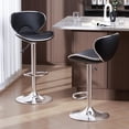 thumbnail image 1 of Modern PU Leather Bar Stools Set of 2, Adjustable Swivel Counter Stools, Counter Height Bar Stools with Back & Footrest For Kitchen Island Pub Dining Room(Black,Silver Base), 1 of 9