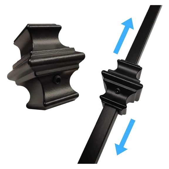 Modern Adjustable(Contractor 10-Pack) for 1/2" Iron Balusters withScrew for Square Metal Balusters - Spindles (Real Black NOT Matte or Flat Color)
