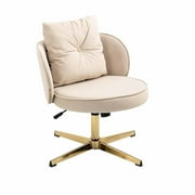 Modern Adjustable Home Computer Executive Chair, 360 Degree Movement Office Desk Chair, Vanity Chair, Swivel Task Chair, for Small Space, Living Room, Make-up, Studying, Beige